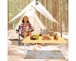 REDOM - Inklapbare Tafel Met Handvat - In Hoogte Verstelbaar - Kunststof Tafelblad En Stalen Poten - Geel - 125 X 61 Cm