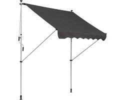 REDOM Klemzonnescherm Zonder Boren (200x150 cm) - Balkonscherm met 0-90° Kantelhoek - In Hoogte Verstelbaar - Grijs