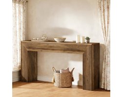 REDOM - Konsolentisch - Rustikale houtnerf met geribbelde elementen - MDF constructie - Landelijke stijl - Hal of entree - Bruin - 160 x 30 x 85 cm