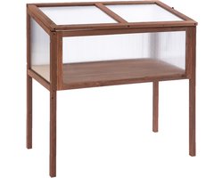 REDOM - Kweekbak Met Openklapbare Afdekking - Schuine Bovenkant - Voor Tuin Of Balkon - Hout - Bruin - 90 X 50 X 93 Cm