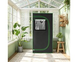 REDOM - Kweektent - Verstelbare Ventilatie - Rechthoekig - Binnengebruik - Oxford Stof En Staal - Zwart Groen - 60 X 60 X 120 Cm
