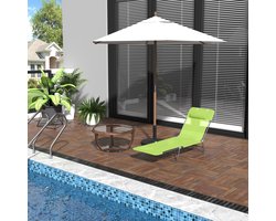 REDOM - Ligbed - Opvouwbaar En Verstelbare Rugleuning - Voor Tuin En Balkon - Staal En Textiel - Groen - 182 X 56 X 24,5 Cm