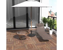 REDOM Ligbed - Verstelbare Rugleuning 90-180° - Opvouwbaar - Stalen Frame - Bruin