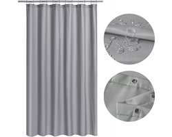REDOM Luxe Textiel Douchegordijn - Anti-Schimmel & Waterdicht - Verzwaarde Onderkant (Incl. Ringen) - Lichtgrijs