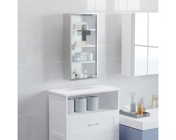 REDOM - Medicijnkast - Afsluitbaar Met Matglas En Tip-On - Voor Badkamer - Roestvrij Staal - Zilverkleurig - 30 X 12 X 60 Cm