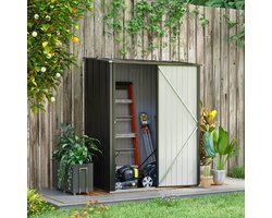 REDOM Metalen Tuinhuis / Gereedschapsschuur (161x94) - Tuinkast met Schuin Dak & Slot - Verzinkt Staal - Antraciet