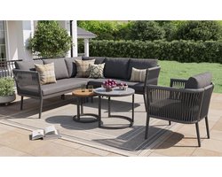 REDOM Modulaire Loungeset - 6-Delig - Voor Tuin Terras Of Balkon - Metaal En Olefin - Grijs