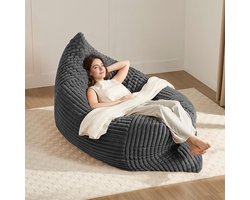 REDOM - Omvormbare Zitzakstoel - Afneembare Wasbare Hoes - Voor Woonkamer Of Slaapkamer - Flanel - Donkergrijs