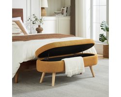 REDOM Opbergbank & Zitbank met Opbergruimte - 110 cm - Comfortabele Chenille Bekleding - Stevig MDF Frame - Ruimtebesparend - Voor Hal, Slaapkamer of Woonkamer - Geel