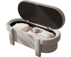 REDOM Opbergbank & Zitbank met Opbergruimte - 121,5 x 49 x 44,5 cm - Comfortabele Zitting - Multifunctionele Hal en Slaapkamer Bank - Fleece - Grijs