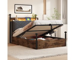 REDOM Opbergbed 90x190x201,5 cm van metaal, hydraulisch liftsysteem en hemelbed-frame