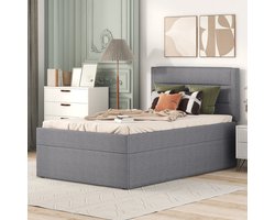 REDOM Opbergbed 90x200x105 cm van linnen en MDF, opbergruimte onder bed