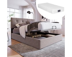 REDOM Opbergbed 90x200x97.5-117.5 cm van fluweel, hydraulisch liftsysteem