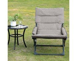 REDOM - Opvouwbare Ligstoel - Afneembaar Kussen - Met Handgreep - Staal - Grijs - 66 X 94 X 79 Cm