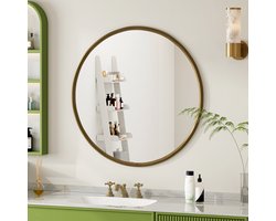 REDOM - Ronde Wandspiegel - Metalen Frame - Voor Badkamer En Hal - Glas En IJzer - Brons - 80 X 80 Cm
