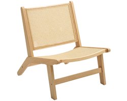 REDOM Rotan Fauteuil – Houten Frame – Naturel Hout – Lounge Stoel – 64 x 70 x 74 cm
