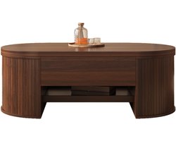 REDOM - Salontafel - Hoogteverstelbaar En Met Uitschuifbare Plank - Modern - Voor Woonkamer - MDF - Natuurlijk Walnoot - 110 X 55,5 X 40 Cm