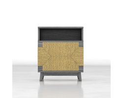 REDOM - Set van 2 nachtkastjes 48x35x58 cm - Drukopenende deur, open vak en verstelbare plank - Grijs