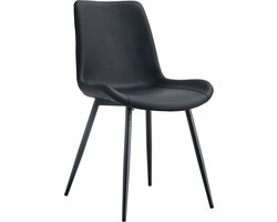 REDOM Set van 4 Eetkamerstoelen – Ergonomische Kunstleren Stoelen – Metalen Frame – Zwart