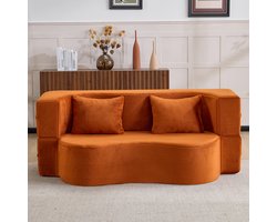 REDOM - Slaapbank - Opvouwbaar 2-In-1 - Modern - Woonkamer Of Slaapkamer - Schuim - Oranje
