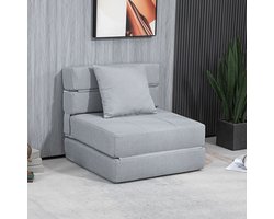 REDOM - Slaapstoel Met Uitklapfunctie - 2-In-1 - Modern - Voor Woonkamer Of Slaapkamer - Schuim - Lichtgrijs - 70 X 70 X 61 Cm