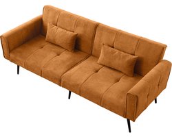 REDOM Sofa - Ribstof - Eenvoudig Ontwerp - Voor Woonkamer of Werkkamer - Oranje - 175x71x71 cm