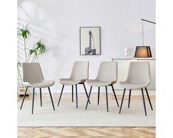 REDOM - Stoel - Ergonomische Rugleuning - Antislip Poten - Modern - Metaal En Kunstleer - Zwart En Warmgrijs