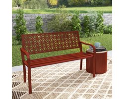REDOM - Tuinbank - 2-zits - Met rugleuning en armleuningen - Weerbestendig - Voor tuin terras en balkon - Staal - Rood - 127 x 63 x 85 cm