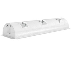 REDOM - Tunnelkas - Met Gaasramen En UV-Bestendige Kunststof Folie - Voor Buiten - Wit - 300 x 80 x 45 cm