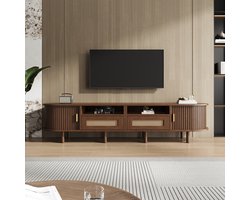 REDOM - Tv-Meubel - 2 Laden En 2 Schuifdeuren - Vintage - Woonkamer - MDF En Massief Hout - Donker Eiken - 170 X 40 X 40 Cm