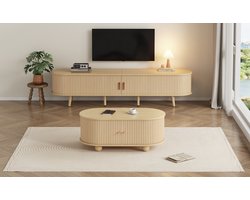 REDOM TV-meubel en salontafel 175 * 40 * 42 cm & 100 * 50 * 40 cm van MDF, laden en schuifdeuren