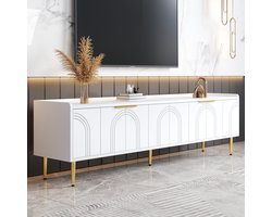 REDOM - TV-meubel - modern ontwerp - met metalen poten - 170 L x 35 B x 47.5 H(cm) White