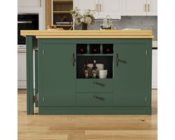 REDOM - Uitschuifbare Bartafel Met Draaifunctie En Opbergruimte - Modern - Woonkamer Of Eetkamer - MDF - Antiekgroen - 120-180 X 40 X 76 Cm