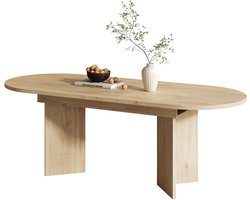 REDOM Uitschuifbare Eettafel – Eikenkleur – 18 mm verdikt MDF blad – Afgeronde hoeken – Modern design – voor 4-8 personen – Eetkamertafel