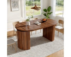 REDOM - Uitschuifbare Eettafel - Verborgen Opbergruimte - Minimalistisch - MDF - Donkerbruin - 120-160 X 80 X 76 Cm
