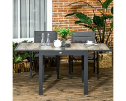 REDOM Uitschuifbare Tuin Eettafel - Rechthoekig - Aluminium Frame - Kunststof Tafelblad - Beige - 80/160 x 80 x 75 cm