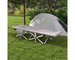 REDOM Veldbed – Opvouwbaar met opbergtas & hoofdkussen – Stevig stalen frame – Grijs – 200 x 65 x 42 cm