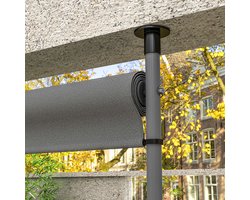 REDOM Verticaal Klemzonnescherm Zonder Boren (150cm) - Balkonscherm / Privacyscherm - In Hoogte Verstelbaar (220-310cm) - Donkergrijs