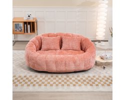 REDOM - Vloersofa - Met Armleuningen En Schuimvulling - Voor Woonkamer En Slaapkamer - Chenille - Roze - 150 x 95 x 63 cm