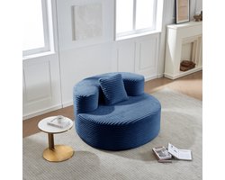 REDOM - Zitzakstoel - Kordstof - Modern - Voor Woonkamer - Blauw - 112 X 105 X 59 Cm