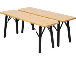 Redwood Adair Bankje - 2 stuks - bamboe zitting - aluminium frame - tuinmeubilair