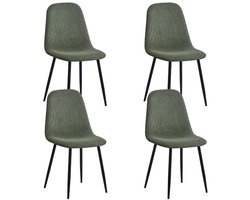 Reefs Interior Stoel Camden - Set Van 4 - Groen - Rib Stof - Luxe - Scandinavisch