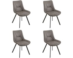 Reefs Interior Stoel Miami - Set Van 4 - Grijs - Lederlook - Microfiber - Industrieel