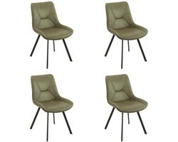 Reefs Interior Stoel Miami - Set Van 4 - Groen - Lederlook - Microfiber - Industrieel