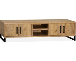 Reeuwijk TV Meubel Groot - Eiken Hout Look - 180 x 45 x 50 cm - TV Kast - 4 deuren, 2 open vakken