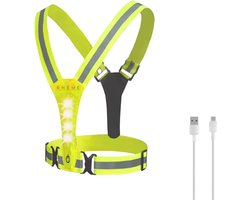 Reflecterend Hardloopvest - Reflectievest met Verlichting - Oplaadbaar inclusief USB Kabel - Hardloop Verlichting - Verstelbaar Vest - 3 Standen Licht - Voor en Achterkant - Rheme
