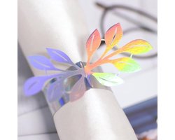 Reflecterende Servet Ring 50Pcs Spiegel Gekleurd Blad Servet Sluiting Decoratieve Handdoek Gesp Wraps Band Papier Servet Houder voor Bruiloft