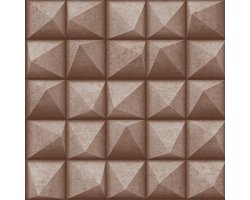 Reflets 3D vierkant koper beton (vliesbehang, bruin)