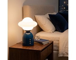 REFTTENW Oplaadbare dimbare tafellamp – Blauw - strak nachtlampje - Touch Bediening – Draagbare Paddestoel Nachtlamp voor Kinderen & Volwassenen – Moderne Sfeerlamp voor Slaapkamer
