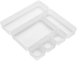 REFTTENW Set Van 6 Lade Organizer Bakjes, Lade Verdeler, Transparante Kunststof Lade-Organizer, Lade-Opbergbakken met 4 maten voor badkamer, kaptafel, keuken en kantoor 3× Doos (S) + 1× Doos (M) + 1× Doos (L) + 1× Doos (XL)